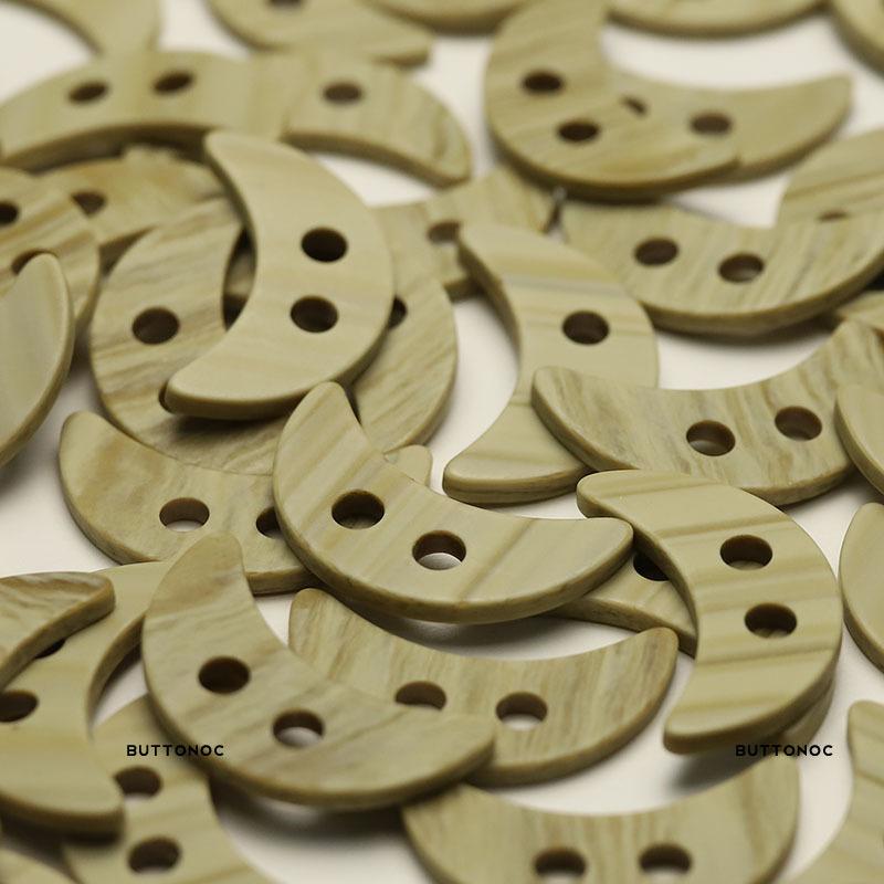 Two-Eye Moon Button Imitation Wood Resin Button Two-Hole Rope Down Jacket Big Clothes Decorative Coat Button