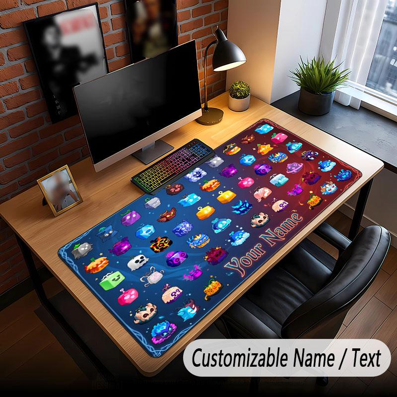 Custom Name Text Big Mouse Pad,Blox Fruits Soft Non Slip Extended Desk Mat For Home Office
