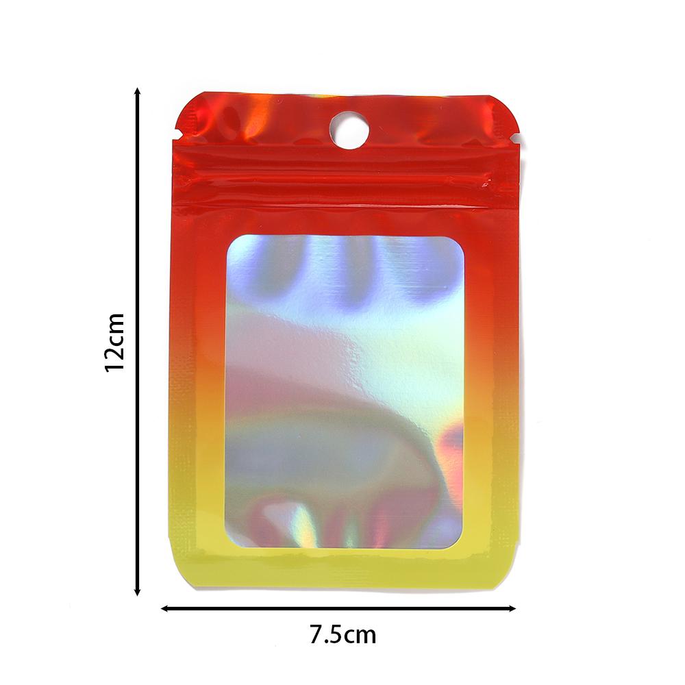 50pcs Thicken Ziplock Bags Gradient Holographic Laser AB Color Plastic Pouch for DIY Jewelry Storage Pouch Zip Lock Bag