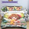 3pcs Anime Sakura and the Elf Printed Quilt Set - Soft and Comfortable Quilt Cover for Bedroom, Guest Room L003