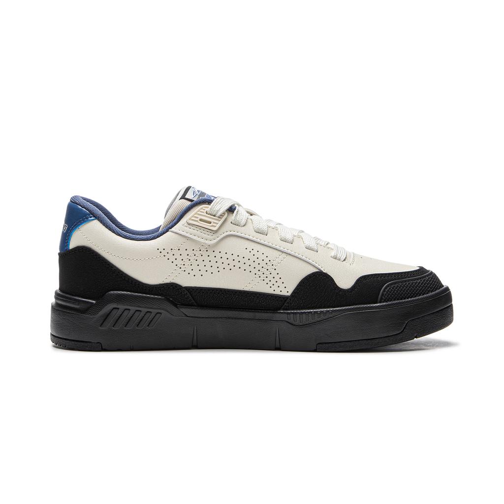 Li Ning Common 80s Comfortable Versatile Non-Slip Lightweight Low-Top Skate Shoes Men Sneakers Beige Black AGCU157-3