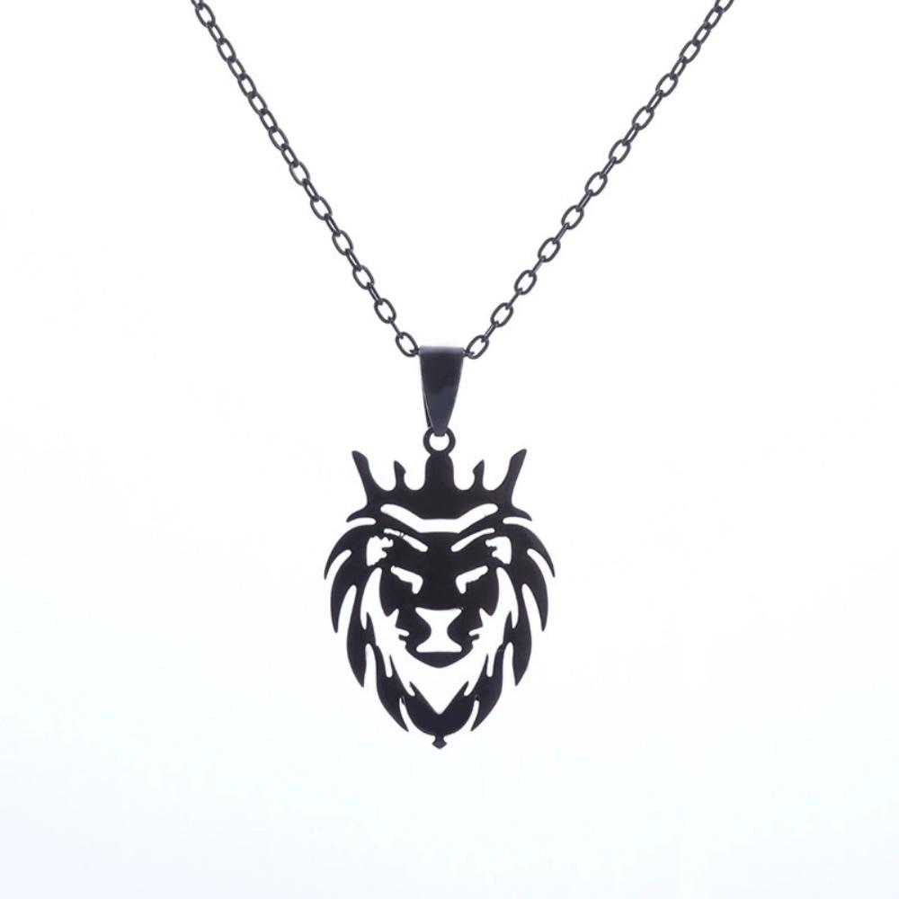 

Stainless Steel Hollow Lion Head Pendant Necklace Hip-Hop Trend Domineering Street Style Versatile Accessory Wholesale 50cm