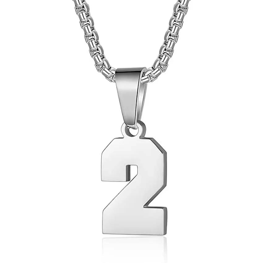 1PC Stainless Steel Athletes Soccer Lucky Number Necklace for Boys Girls Football Basketball Number Necklace for Men Women