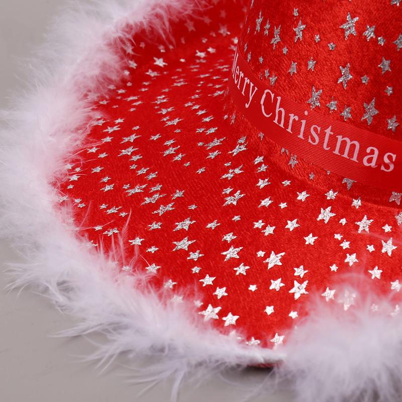 Red Christmas Cowboy Hat Santa Claus Decoration Holiday Party Props Wide Brim Cowgirl Hat Jazz Hat