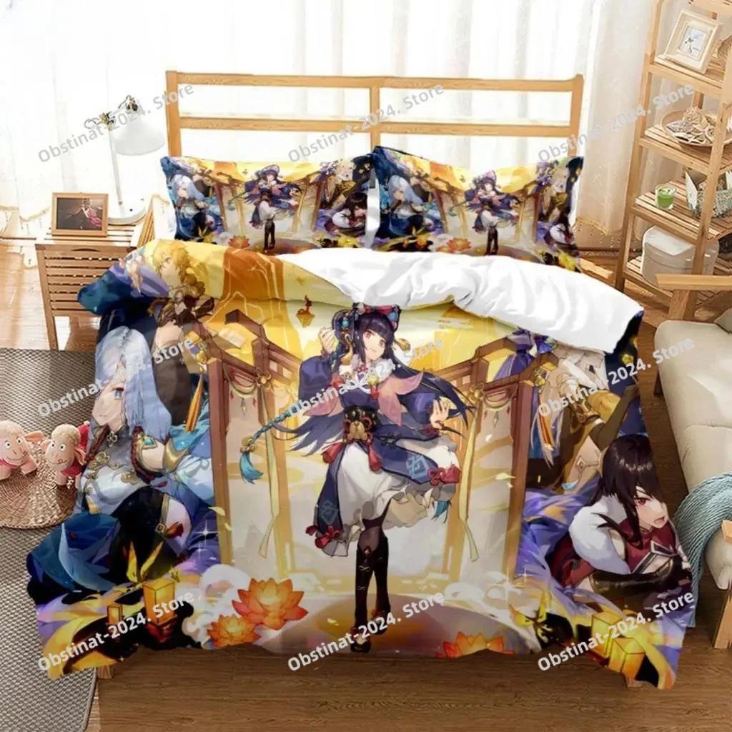 Anime Genshin Impact Animation Bedding Set Duvet Cover Full Queen King Size Pillowcase Bed Print Aldult Kid Bedroom Single Twin