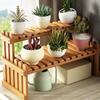 Plants Holder 2-Tier Pot Wooden Organizer desktop Flower Storage Rack Display Shelves for Indoor Balcony Office Garden Home