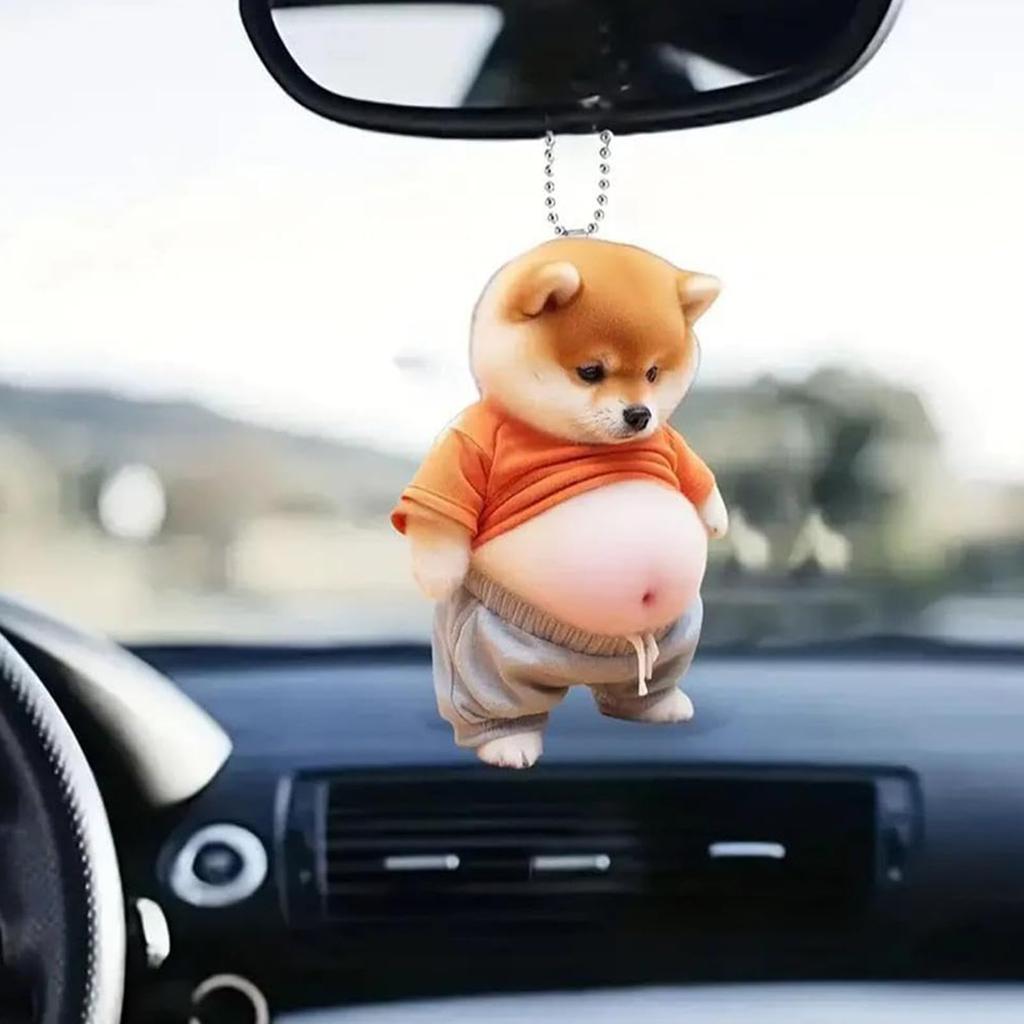 Facial Shiba Inu Keychain, Cute, Scott, 2D Ball Chain, Stomach, Car Rear View Mirror,