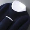 Herren Pullover aus reiner Wolle, schwer, Rundhalsausschnitt, lockere Passform, warm, einfarbig, ideale Basisschicht für Herbst/Winter.