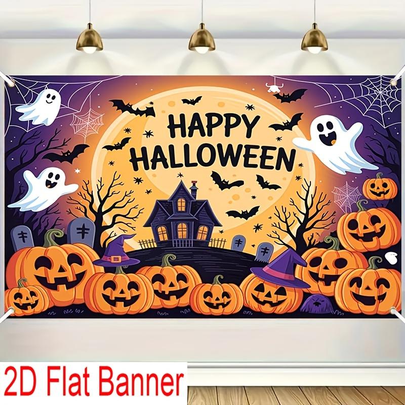 1Pcs Happy Halloween Spooky Pumpkin Elements Decoration Background Halloween Backdrop Decorations For Photo Studio Booth Party