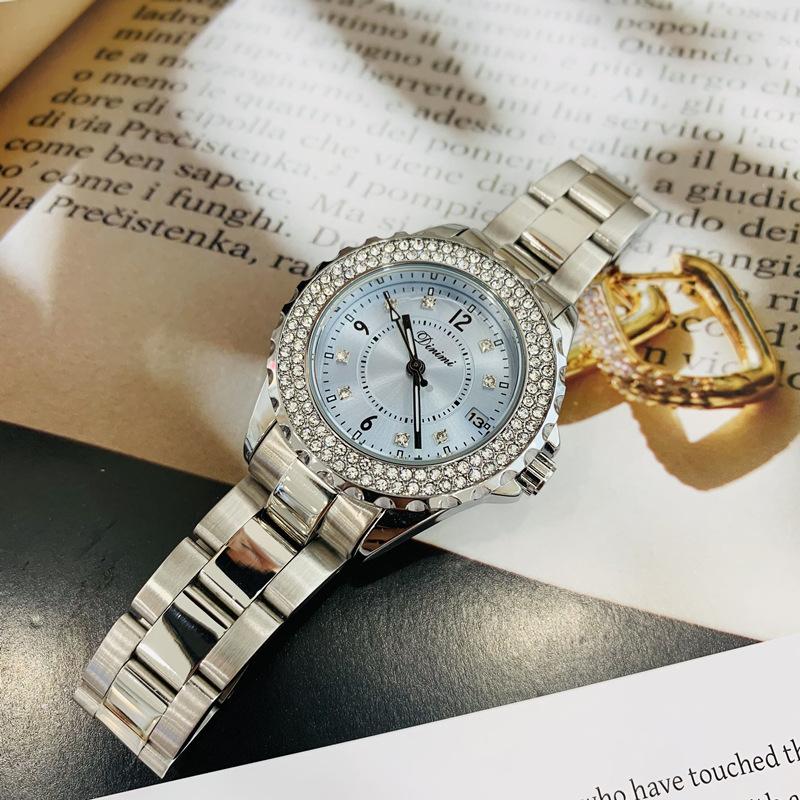 Watch Diamond High-End Solid Steel Belt Calendar Watch Xiaoxiangfeng Fashion Women'S Watch