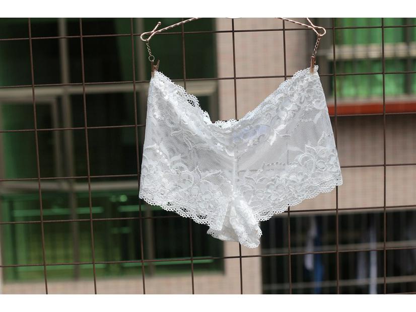 Übergröße Spitzen-Halbhüft-Slips für Damen - Ultradünn, Semitransparent, Pfirsich-Hüften-Design, Schritt aus reiner Baumwolle.