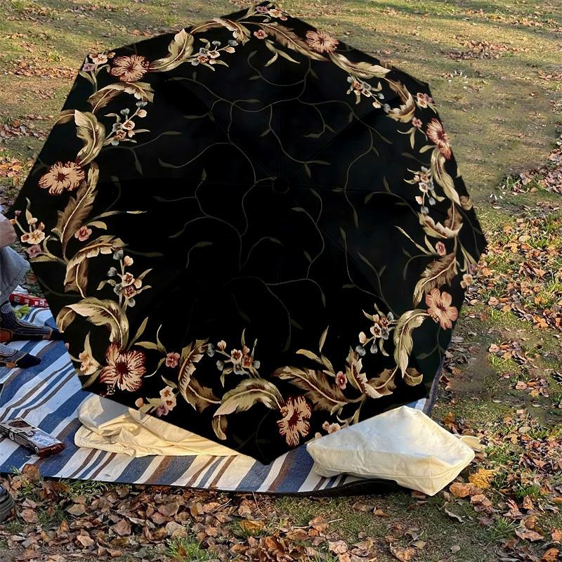 1PC Floral Pattern Umbrella-8-Rib Reinforced, Automatic Open, Lightweight & Durable, Cute Fashion Accessory for Outdoor, Beach, or Casual Use, Beach U