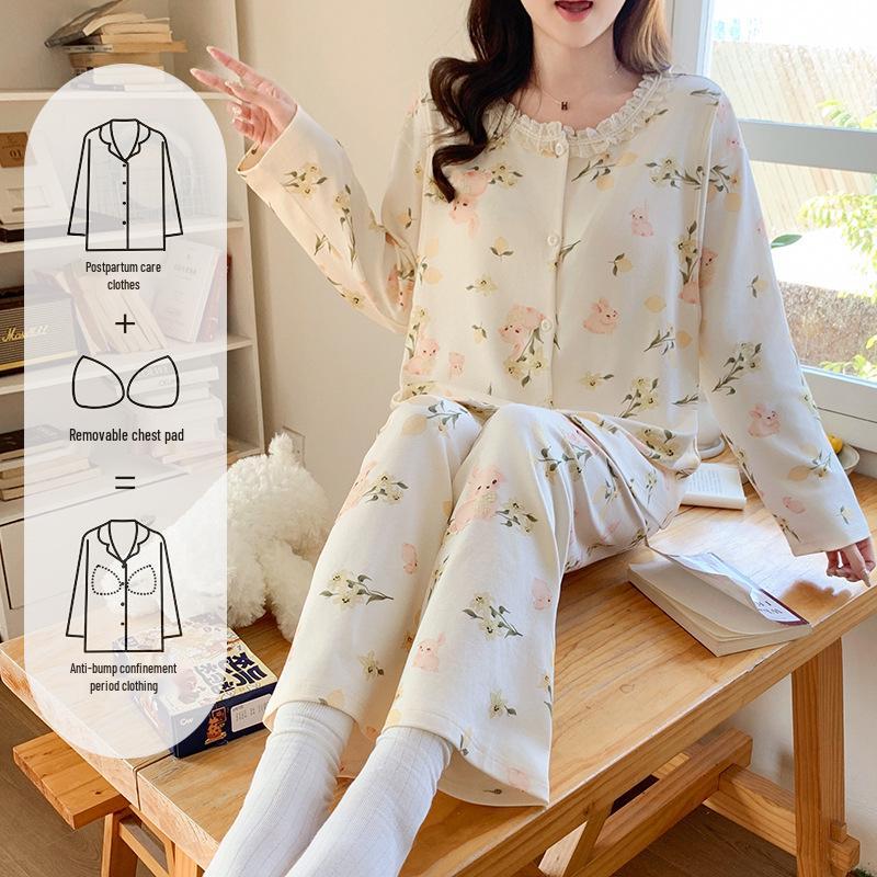 Adjustable Maternity Pajamas: Lightweight, Sweat-Absorbent Nursing Suit for Postpartum and Pregnancy Seasons