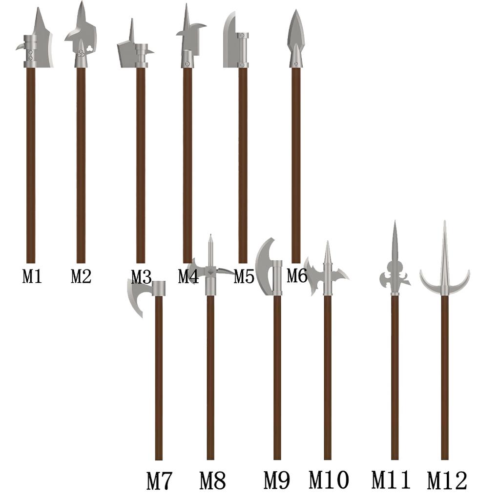 MOC Medieval Building Blocks Character Parts Model Toy Castle Knight Soldier Sword Bow Armor Shield Spear Piercing Parts Bricks