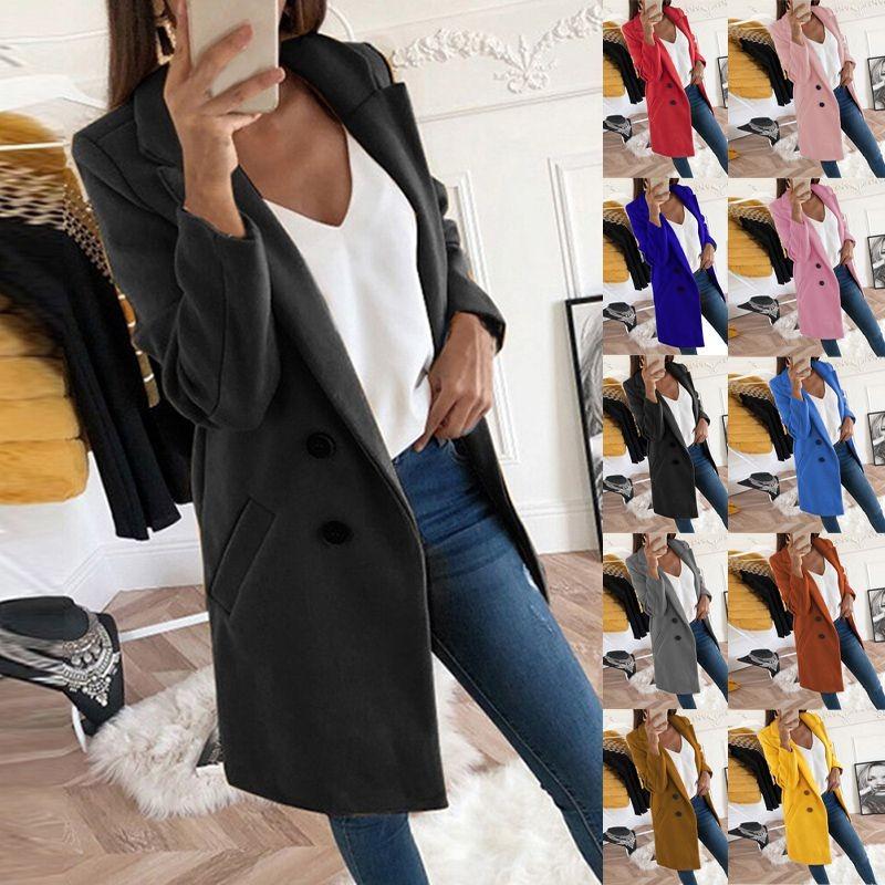 Warm Women Winter Plush Trench Coat Ladies Jacket Overcoat Outwear Casual