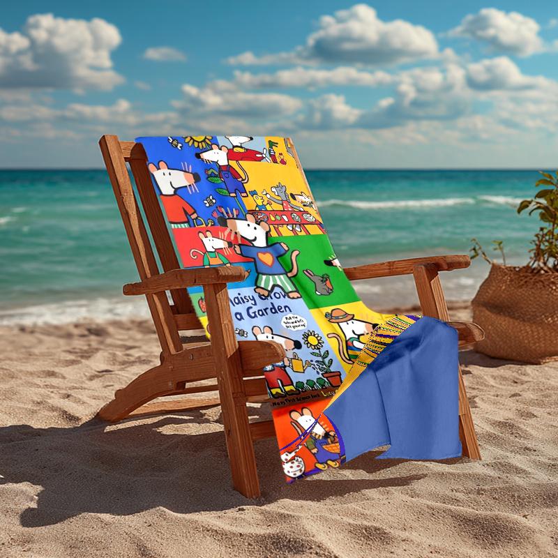Ultra Soft Beach Towel with Maisy Mouse Theme,Ideal for Pool,Camping, Diving,Perfect Travel Essential, Vibrant Beach Towel.