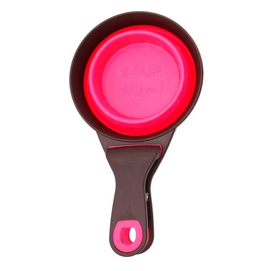 Collapsible Pet Scoop Silicone Measuring Cup with Sealing Clip 2 in 1 Multi-Function Scoop Bowls for Dog Cat Food Water