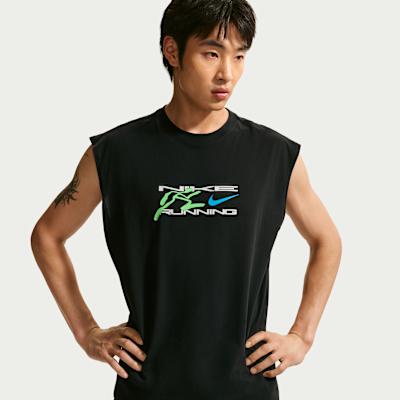 Nike Dri Fit Running Tank Tops Men s Black Crew Neck Moderate S