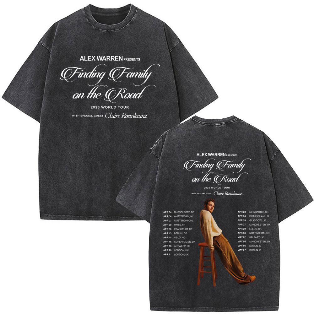 Singer Alex Warren 2026 Tour Print Tees Unisex Unisex Hiphop Tshirt Summer Cotton Loose Casual Vintage Washed Tshirts Streetwear