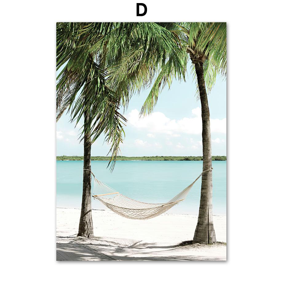 

Пляжный банан, пальмовый лист, гамак, ананас, карибский плакат на скандинавскую тему, настенный художественный принт, холст, картина, Декор, картина для гостиной, Cuadros 21X30cm No Frame