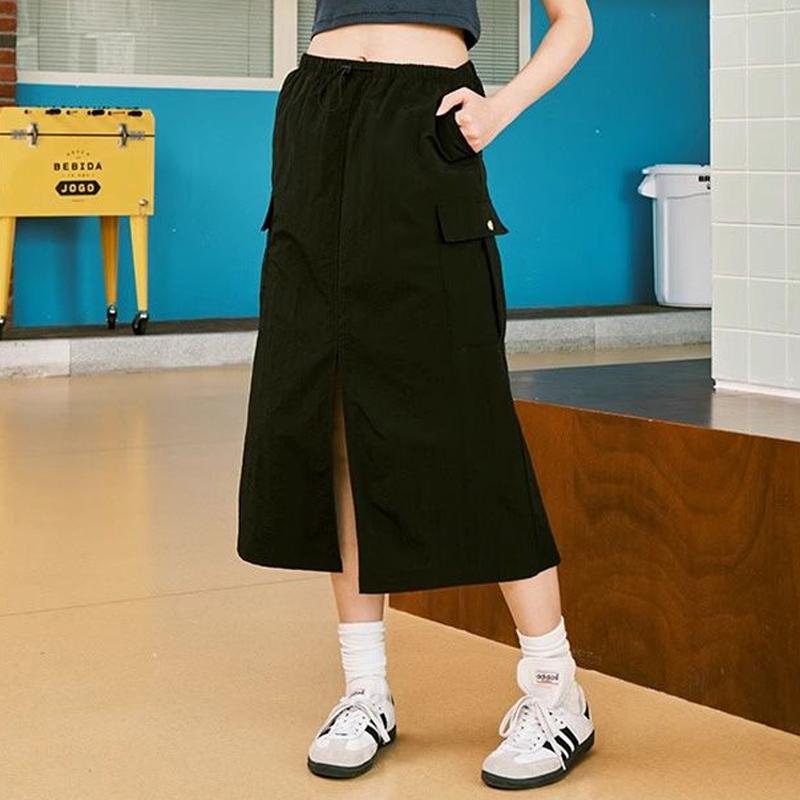 MOUKYUN Women Casual Elastic Waist Loose Long Skirts