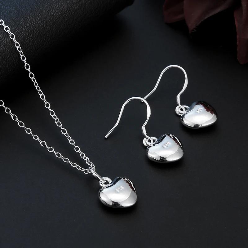 Charms Wedding 925 Silver Jewelry Fashion Pretty Pendant Necklace Earring Women Party Set TOP Quality Stamped