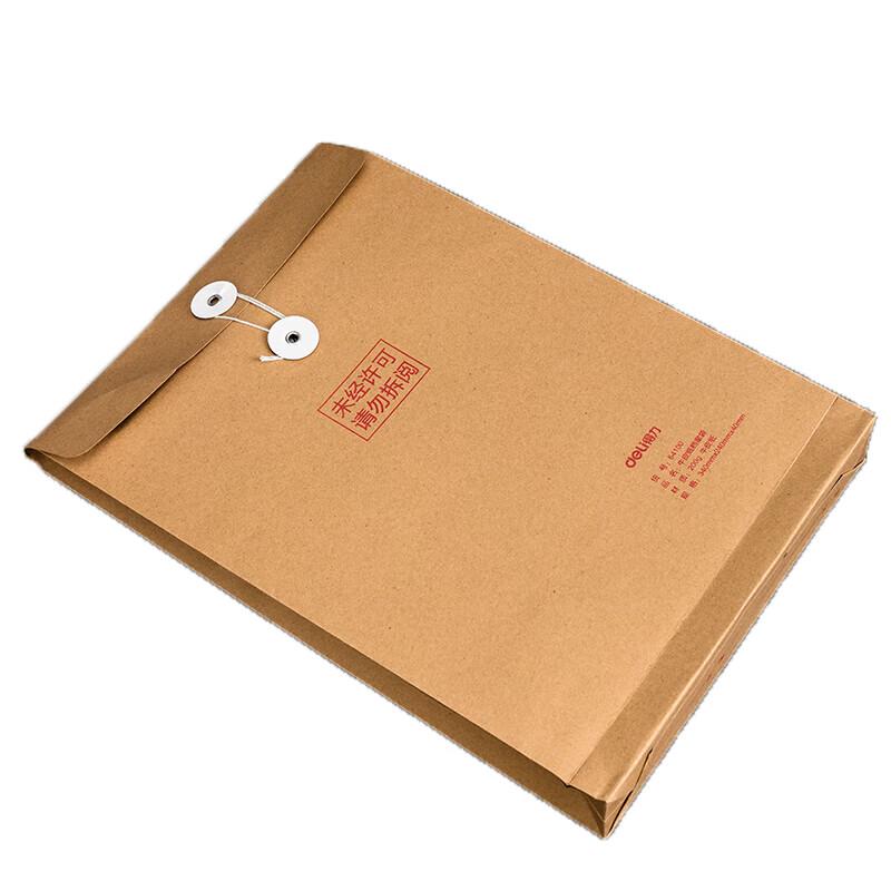 Deli A4 Kraft Paper String-Tie File Folders, 4cm Spine, 10-Pack
