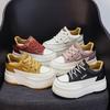 Tênis Plataforma Confortáveis de 9cm 3 Polegadas para Mulheres Couro Genuíno Sapatos Vulcanizados Femininos Plataforma Salto Alto Sapatos Casuais 2026