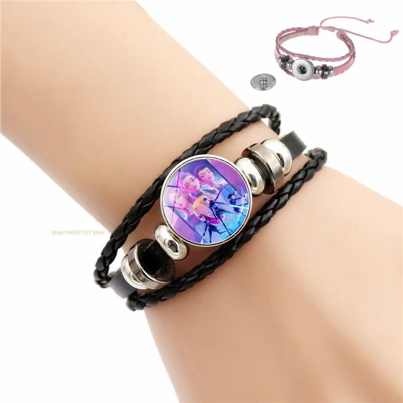 Anime Hand Bracelet Braided Leather Adjustable Wristband Cute Cosplay Accessories Birthday Gift for Kids Girls Fans 3 colors