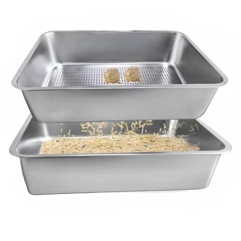 Open Type Cat Litter Box Litter Tray Detachable Stainless Steel Kitten Litter Bedpan Indoor Cats Toilet Pet Supplies