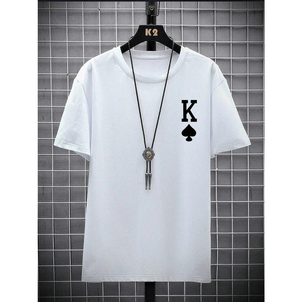Poker 'K' Men's Short Sleeve T-shirt Casual Multicolor Top For Men Cotton Loose Oversized T shirt Personalized trend Tees