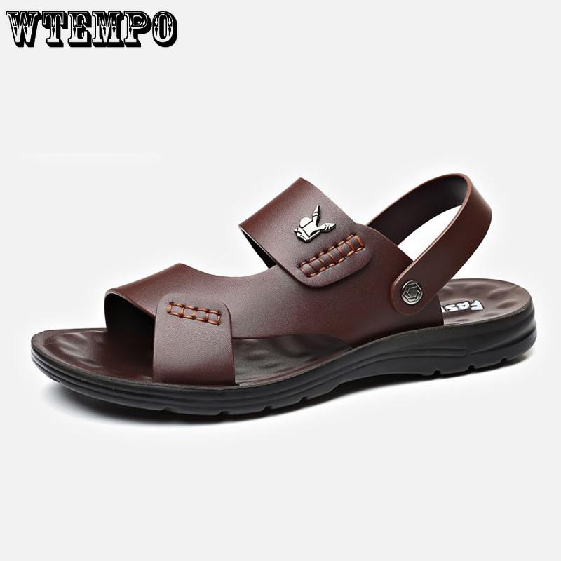 WTEMPO Erkek Yaz Sandalet Kalın Softsole Slaytlar Kapalı Kaymaz Terlik Açık Moda Parmak arası Terlik Plaj Ayakkabıları