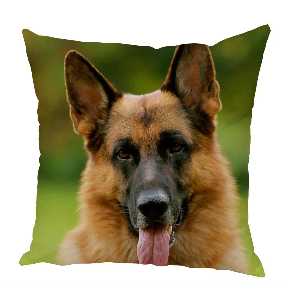 

Персиковый кожаный чехол для подушки Подушка с изображением овчарки Домашнее животное Животное Подходит для детской комнаты 66x66cm