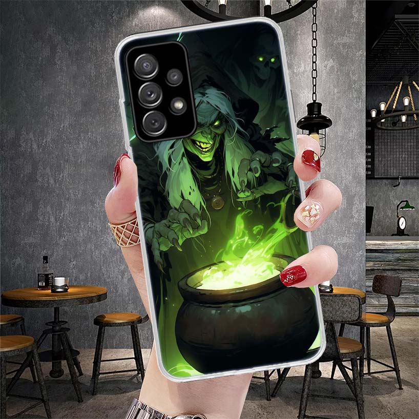 Halloween Moon Witch Horror Soft Phone Case For Samsung Galaxy S22 S23 S24 S25 Edge S26 Ultra S20 FE S21 Plus + Fundas Coque Gal