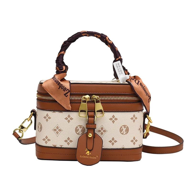 Malá čtvercová dámská crossbody taška  vintage messenger taška  velkokapacitní batoh  PU potisk  francouzská móda  vysoká kvalita  popruh