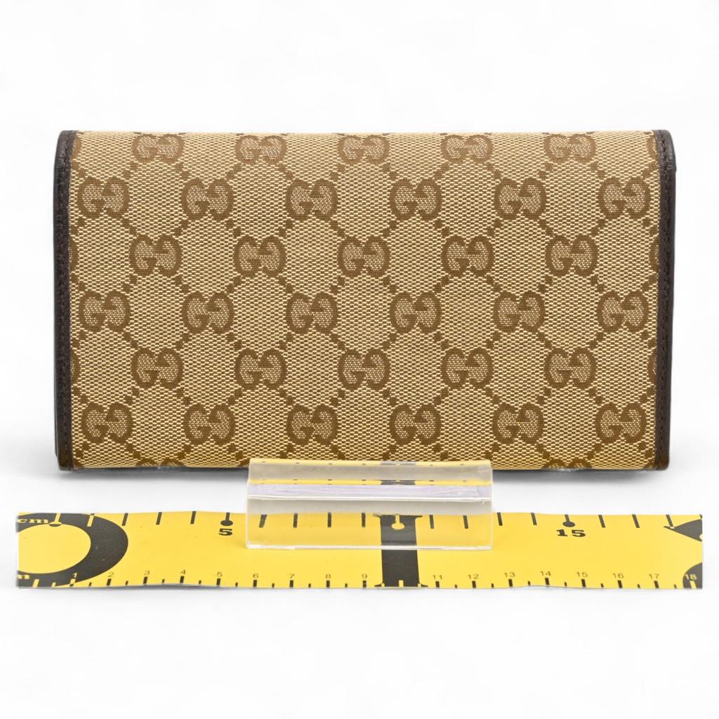 Auth GUCCI GG Canvas Long Wallet Bifold Brown gu8820nf Used