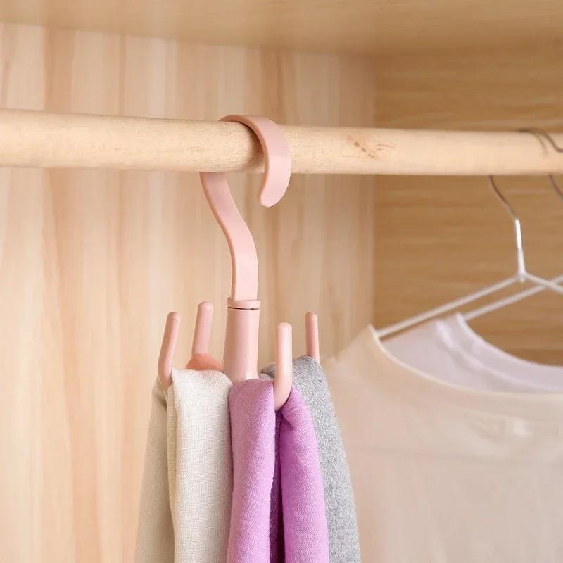 Rotatable 4-part Hook Versatile Hanger Tie Scarf Scarf Hanger Hook Home Coat Hat Storage Rack Plastic 4-part Hooks Bag Rack