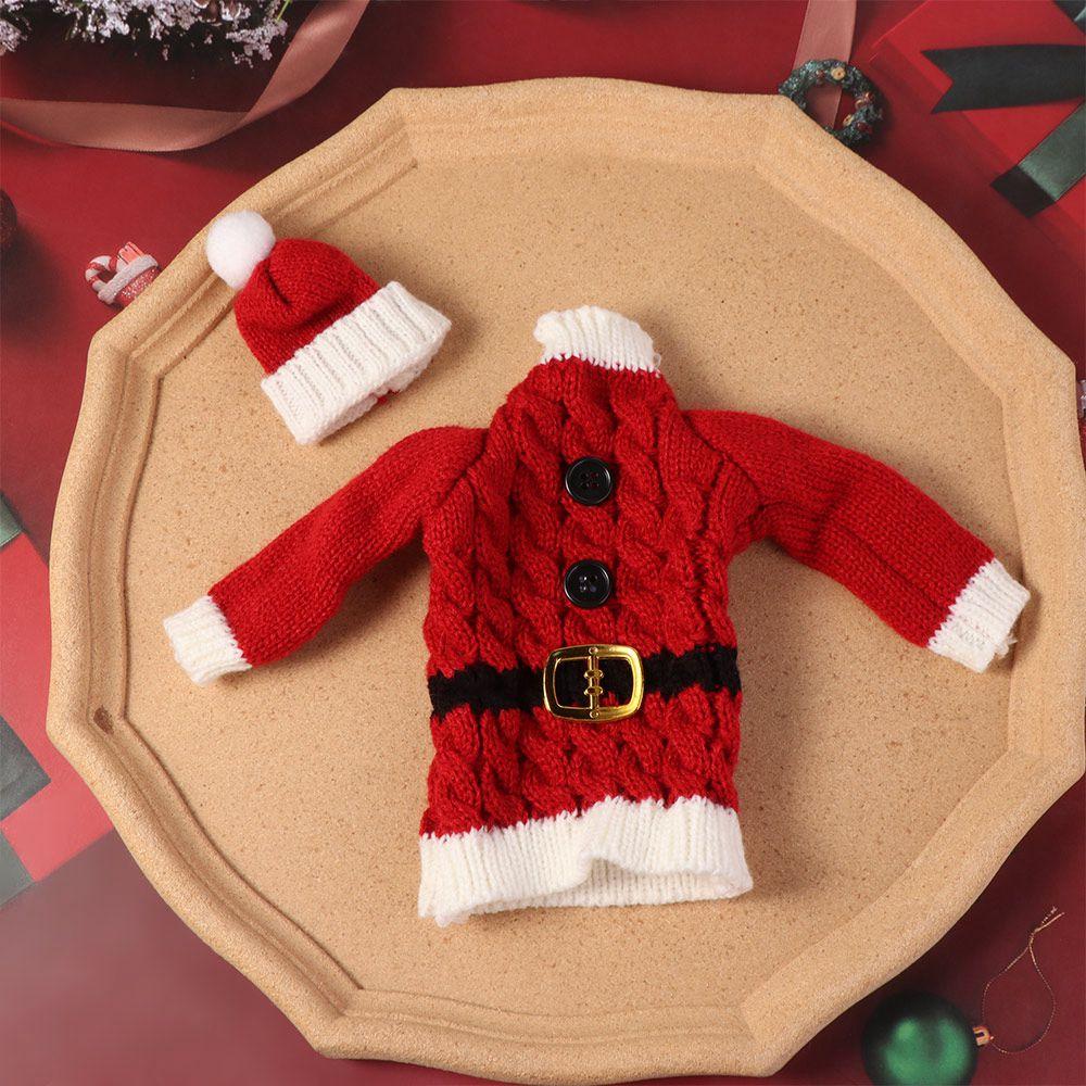 Creative Christmas Wine Bottle Cover Handmade DIY Christmas Bottle Knitting Dress Reusable Wine Protection