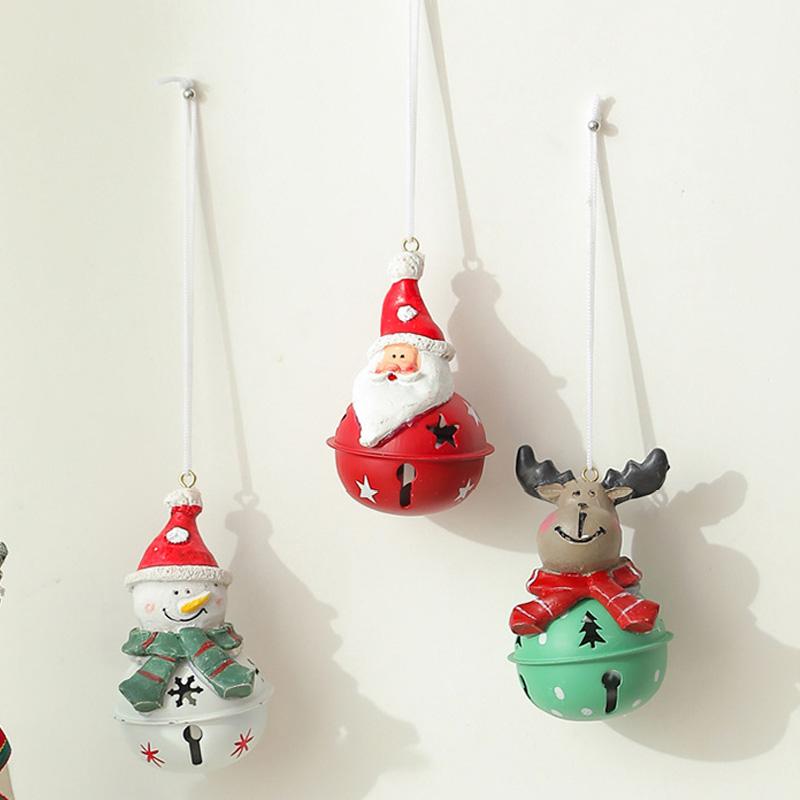 1PC Santa Claus Bell Decoration Xmas Tree Ornaments Vintage Iron Pendant Creative Elk Snowman Hanging Ornament Christmas Bells