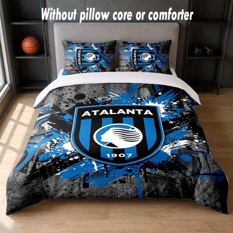 Set Biancheria da Letto Design Atalanta FC 1 Copripiumino + 2 Federe Morbido Traspirante Biancheria da Letto per la Casa