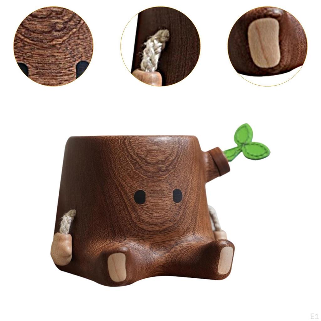 Pen Holder Stationery Desk Organizer Storage Tabletop Decoration Sturdy Container Wood