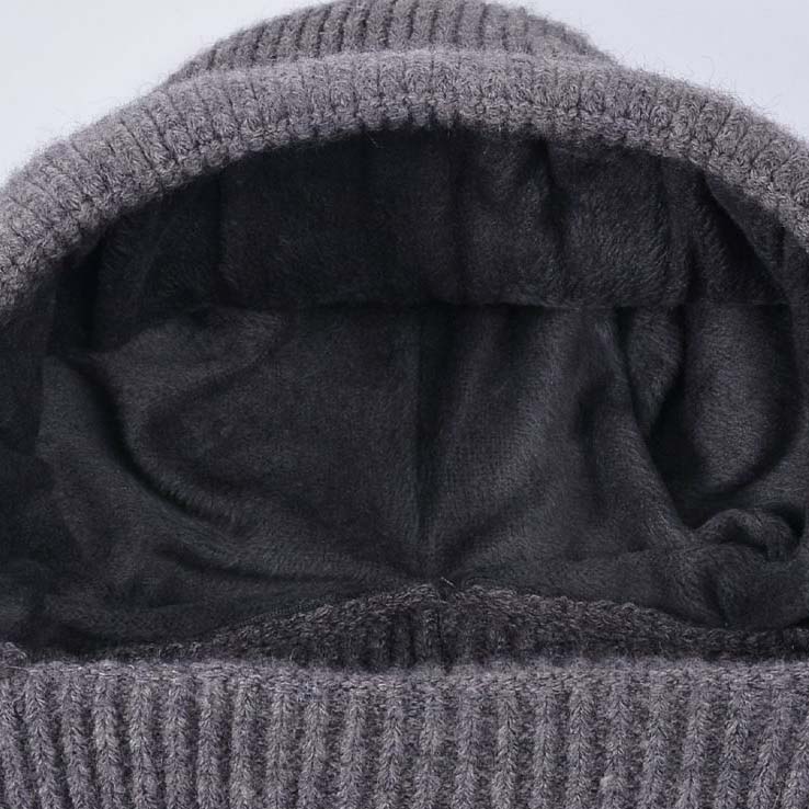 WTEMPO Men's Autumn Winter Ear/Face Protection Knitted Hats Cold-proof Windproof Outdoor Cycling Hats Solid Color Thick Warm Plush Inner Woolen Hats
