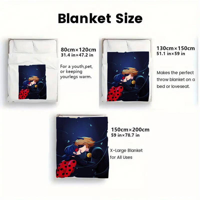 The Cat and the Ladybug 2D Flat Pattern Flannel Blanket High quality All Seasons Warmth and Comfort Perfect for Christmas Gifts.NMT0928454