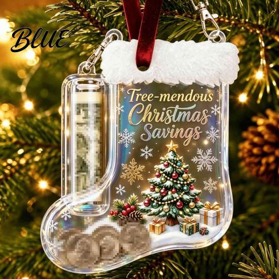 Christmas Party Gift for Friends Cash Stocking Money Holder Hanging Ornament Unique Acrylic Keepsake Ornament Xmas Tree Decoration Box