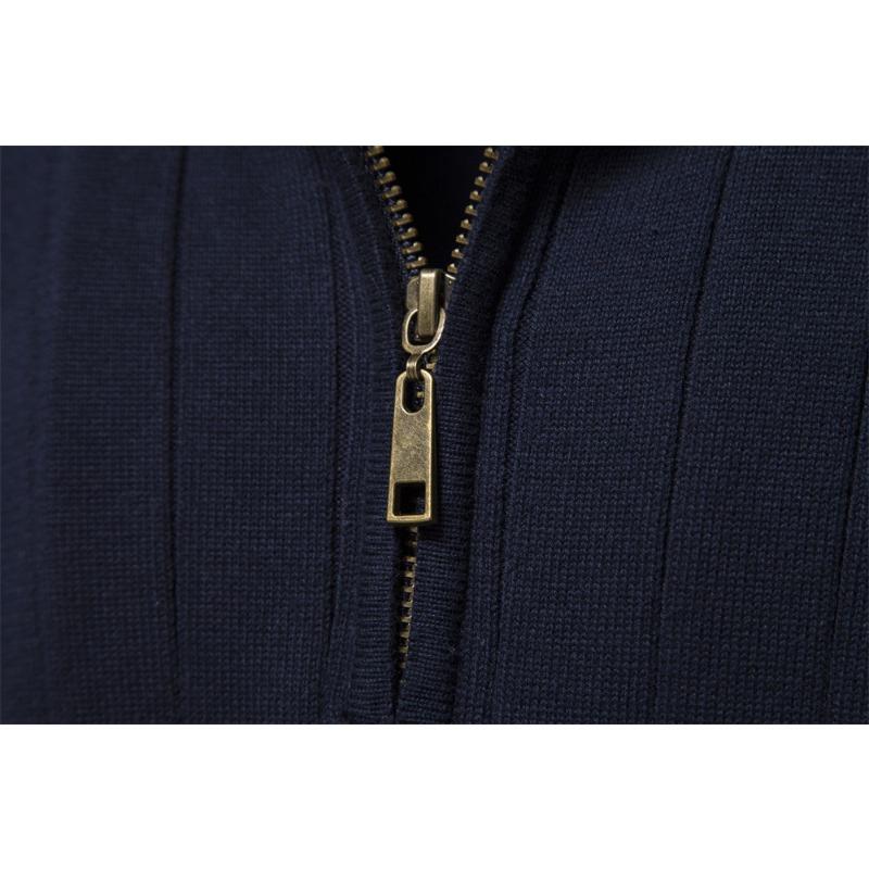 Autumn and Winter New European Size Stand Collar Men's Sweater Half Zipper Solid Color Sweater Men's Clothing