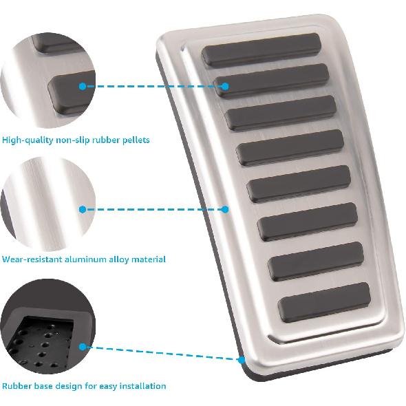 Motrobe Pedal Cover for Dodge Ram 1500 2019-2026 Accessories Aluminum Alloy | Brake Gas Fuel Accelerator Foot Pedal Pad Kit with Anti-Slip Mat, Not