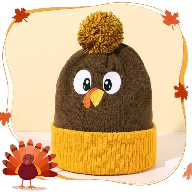 Embroidered Turkey Thanksgiving Turkey Beanies Perfect for Holiday Parties