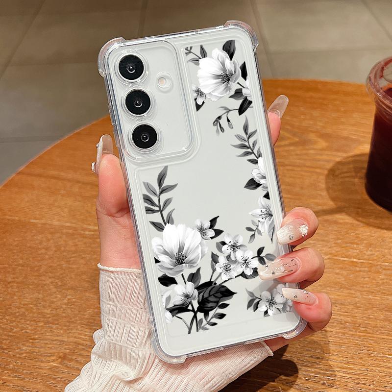 

Мягкий силиконовый прозрачный чехол с цветочным узором для телефона Samsung S25 Edge S24 FE S23 Ultra S22 A56 A16 A36 A15 A55 A35 Тонкий противоударный защитный чехол для объектива Samsung A35