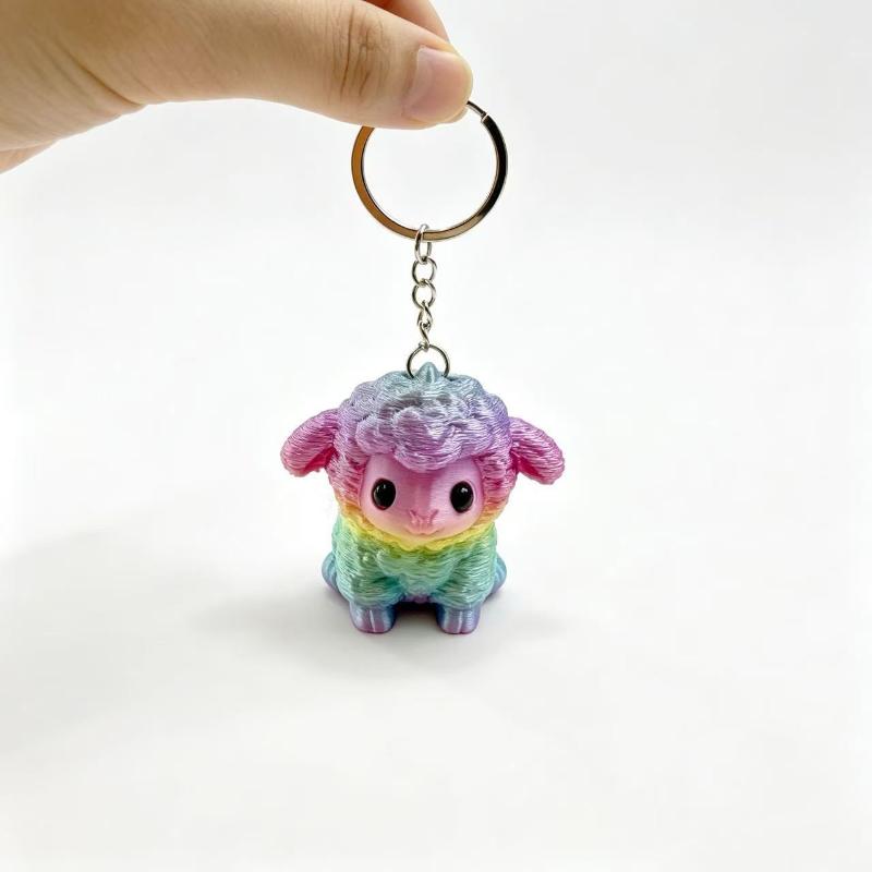 3D Printed Cute Sheep Keychain For Women Bag Decor Lovely Lamb Keyring Backpack Pendant Kawaii New Year Gifts Keychain Accessory