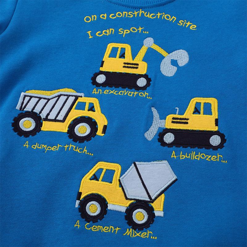 Kinder Cartoon Auto Bestickter Pullover Hoodie für Jungen & Mädchen - Frühling/Herbst 2026 Kollektion